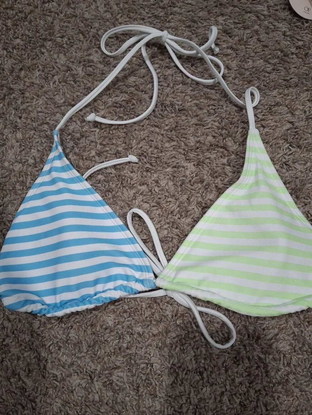 OP Ocean Pacific  Striped Aqua & Mint Three-Piece Swim Set Size XL NWT